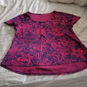 XL LuLaRoe Pink and Purple Floral Printed Top